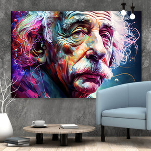 Aluminiumbild gebürstet Albert Einstein Abstrakt Querformat