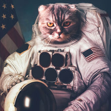 Lade das Bild in den Galerie-Viewer, Aluminiumbild Amerikanische Astronauten Katze Quadrat
