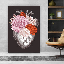 Lade das Bild in den Galerie-Viewer, Aluminiumbild gebürstet Anatomisches Blumen Herz Hochformat
