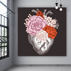 Aluminiumbild gebürstet Anatomisches Blumen Herz Quadrat
