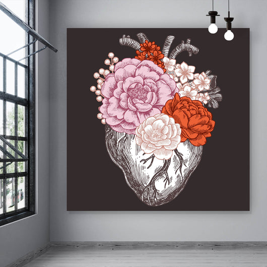 Spannrahmenbild Anatomisches Blumen Herz Quadrat
