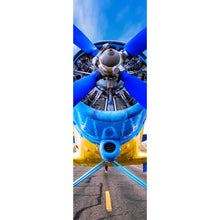 Lade das Bild in den Galerie-Viewer, Aluminiumbild gebürstet Retro Flugzeug Blau Panorama Hoch
