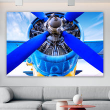 Lade das Bild in den Galerie-Viewer, Acrylglasbild Retro Flugzeug Blau Querformat
