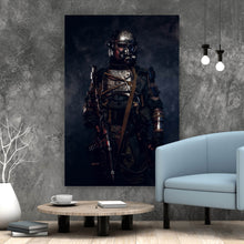 Lade das Bild in den Galerie-Viewer, Aluminiumbild gebürstet Apokalytischer Soldat Hochformat

