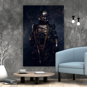 Aluminiumbild Apokalytischer Soldat Hochformat