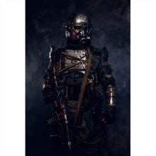 Lade das Bild in den Galerie-Viewer, Aluminiumbild gebürstet Apokalytischer Soldat Hochformat
