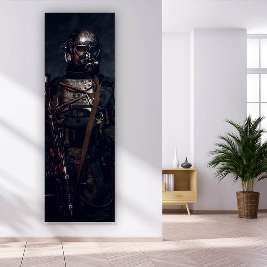 Aluminiumbild gebürstet Apokalytischer Soldat Panorama Hoch