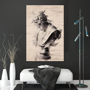 Aluminiumbild gebürstet Aquarell einer römischen Skulptur Hochformat
