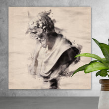 Lade das Bild in den Galerie-Viewer, Spannrahmenbild Aquarell einer römischen Skulptur Quadrat
