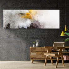 Lade das Bild in den Galerie-Viewer, Aluminiumbild gebürstet Aquarell eines Adlers Panorama
