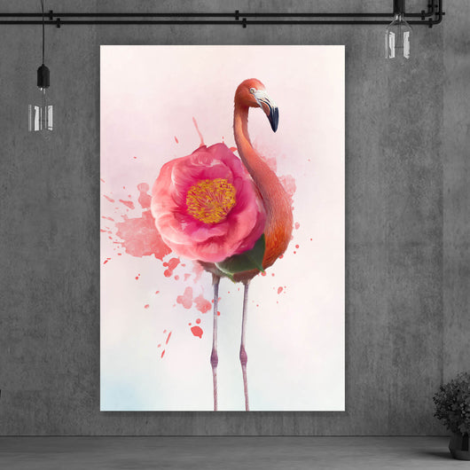 Acrylglasbild Aquarell Flamingo Pink Hochformat