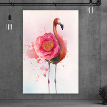 Lade das Bild in den Galerie-Viewer, Leinwandbild Aquarell Flamingo Pink Hochformat
