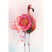 Lade das Bild in den Galerie-Viewer, Aluminiumbild gebürstet Aquarell Flamingo Pink Hochformat
