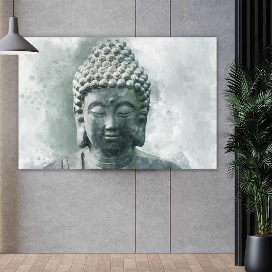 Spannrahmenbild Buddha Statue Aquarell Querformat