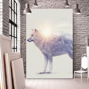Spannrahmenbild Arktischer Wolf Digital Art Hochformat