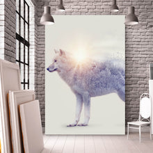 Lade das Bild in den Galerie-Viewer, Aluminiumbild Arktischer Wolf Digital Art Hochformat
