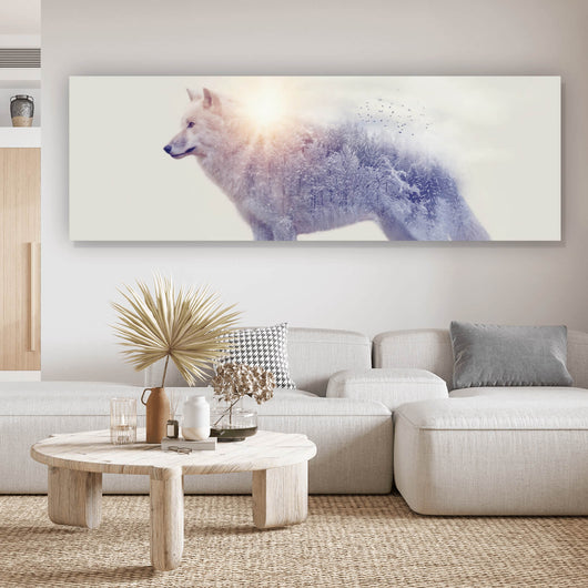 Aluminiumbild Arktischer Wolf Digital Art Panorama