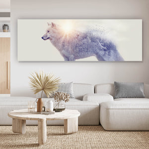 Leinwandbild Arktischer Wolf Digital Art Panorama