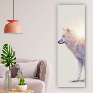 Spannrahmenbild Arktischer Wolf Digital Art Panorama Hoch