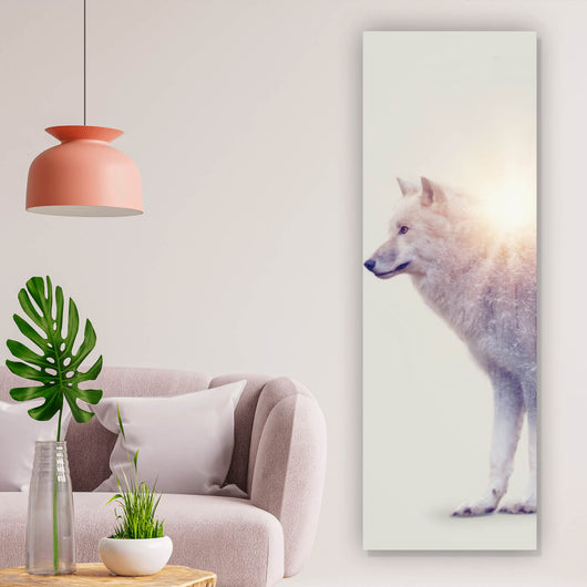 Aluminiumbild Arktischer Wolf Digital Art Panorama Hoch
