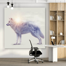 Lade das Bild in den Galerie-Viewer, Aluminiumbild Arktischer Wolf Digital Art Quadrat
