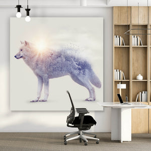 Aluminiumbild Arktischer Wolf Digital Art Quadrat