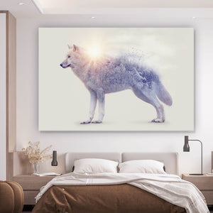 Aluminiumbild Arktischer Wolf Digital Art Querformat