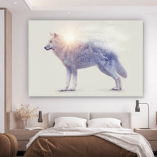 Lade das Bild in den Galerie-Viewer, Leinwandbild Arktischer Wolf Digital Art Querformat

