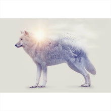 Lade das Bild in den Galerie-Viewer, Aluminiumbild Arktischer Wolf Digital Art Querformat
