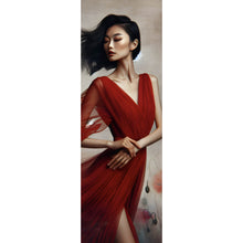 Lade das Bild in den Galerie-Viewer, Poster Asiatische Frau mit Mohnblumen Panorama Hoch
