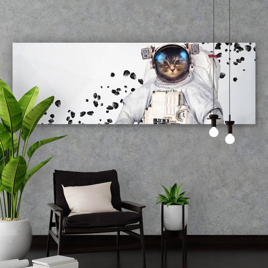 Aluminiumbild gebürstet Astro Cat Modern Art Panorama