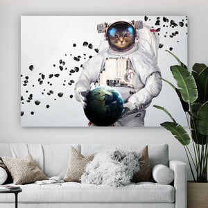 Aluminiumbild Astro Cat Modern Art Querformat