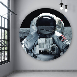 Aluminiumbild gebürstet Astronaut auf dem Mond Kreis