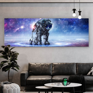 Aluminiumbild Astronaut in der Galaxie No.1 Panorama