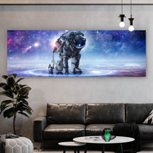 Lade das Bild in den Galerie-Viewer, Aluminiumbild gebürstet Astronaut in der Galaxie No.1 Panorama
