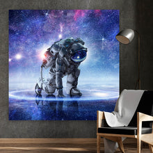 Lade das Bild in den Galerie-Viewer, Aluminiumbild gebürstet Astronaut in der Galaxie No.1 Quadrat
