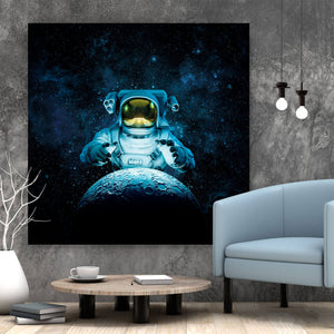 Aluminiumbild Astronaut in der Galaxie Quadrat