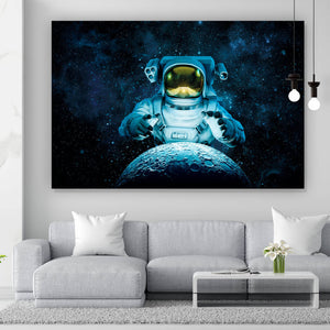 Spannrahmenbild Astronaut in der Galaxie Querformat