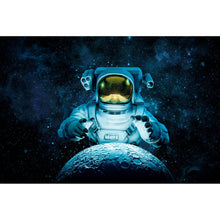 Lade das Bild in den Galerie-Viewer, Aluminiumbild gebürstet Astronaut in der Galaxie Querformat
