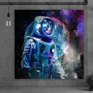 Aluminiumbild Astronauten Katze Quadrat