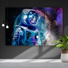 Lade das Bild in den Galerie-Viewer, Aluminiumbild gebürstet Astronauten Katze Querformat
