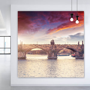 Leinwandbild Atemberaubende Karlsbrücke in Prag Quadrat