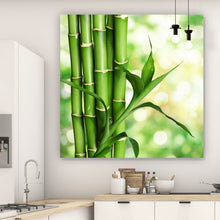 Lade das Bild in den Galerie-Viewer, Aluminiumbild gebürstet Bambus Stiele Quadrat
