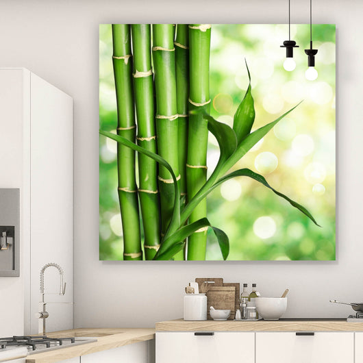 Leinwandbild Bambus Stiele Quadrat