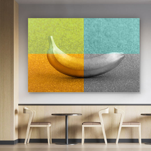Acrylglasbild Banane im Chrome Look Querformat
