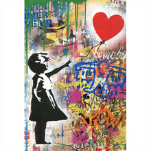 Lade das Bild in den Galerie-Viewer, Spannrahmenbild Banksy - Ballon Girl Graffity Hochformat

