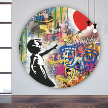 Lade das Bild in den Galerie-Viewer, Aluminiumbild Banksy - Ballon Girl Graffity Kreis
