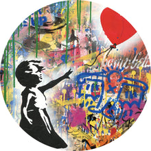 Lade das Bild in den Galerie-Viewer, Aluminiumbild Banksy - Ballon Girl Graffity Kreis
