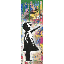 Lade das Bild in den Galerie-Viewer, Leinwandbild Banksy - Ballon Girl Graffity Panorama Hoch
