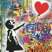 Lade das Bild in den Galerie-Viewer, Spannrahmenbild Banksy - Ballon Girl Graffity Quadrat
